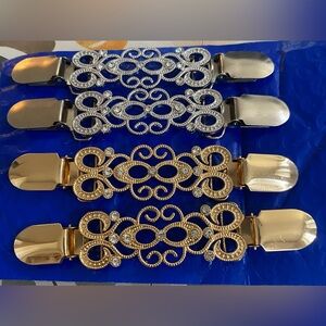 Gold & Silver Rhinestones Clips  Retro Dress Clothing Cincher Clips to Hold Back